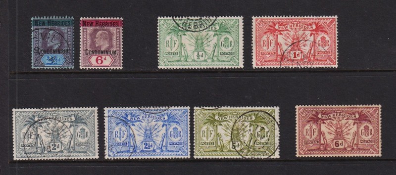 British New Hebrides - 8 Early mint stamps - cat. $ 38.00