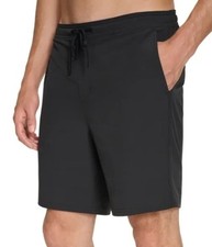 Kirkland Signature Men's M Black Swim Shorts Stretch Fabric Quick Back H2025