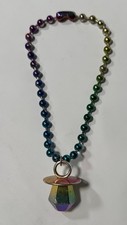 Vintage 1990s Y2K Rave Culture Kandi Pacifier Ring Pop Rainbow Metal Necklace