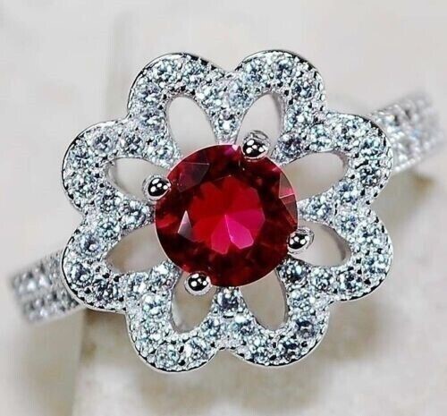 2CT Heat Treated  Rubellite Tourmaline 925   Sterling Silver Ring   Sz 6 L1-3