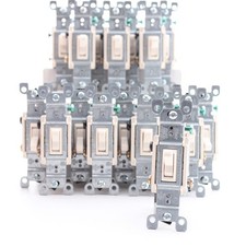 Leviton 1453-2A Almond 15A 3-Way Toggle Wall Light Switches Residential 35-Pack