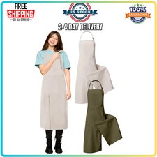 2 Pcs Split Leg Pottery Apron Adjustable Ceramic Smock with 3 Pockets Sage Beige