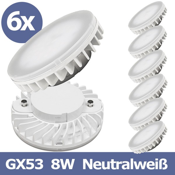 6 StüCk LED Lampe GX53 8W 800 Lm Hell, Neutralweiß 4000K Leuchtmittel 230V-image