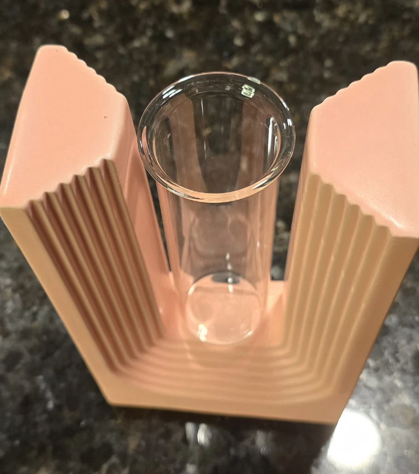 Jarrón retro años 80 rosa cerámica y cristal Foto 3 de 4