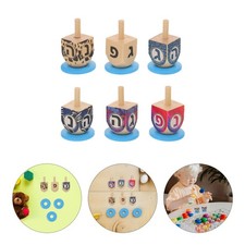  6pcs Hanukkah Dreidel Supplies: Chanukah Painted Wooden Dreidels - Hanukkah