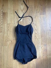 Vintage Rose Marie Reid Black Solid Halter One-Piece Swimsuit Built-In Bra