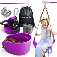 Zip ine Kit for Kids Outdoor,Stainless steellackline Pulley Slider with Swing...