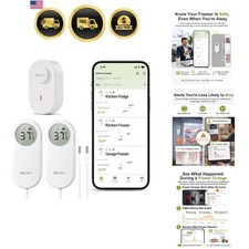 WiFi Refrigerator Thermometer with Freezer Alarm, App Email Buzzer Alerts, Po...