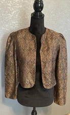 Vtg Courtwell Crop Jacket Women S Open Metallic Copper Gold Preppy Elegant Event