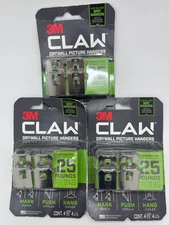 3M Claw Drywall Picture Hangers Holds 25 Pounds 4 Count Each Pack - 3 Pack