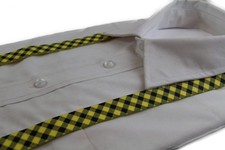 Boys Adjustable Yellow  Black Checkered Patterned Suspenders