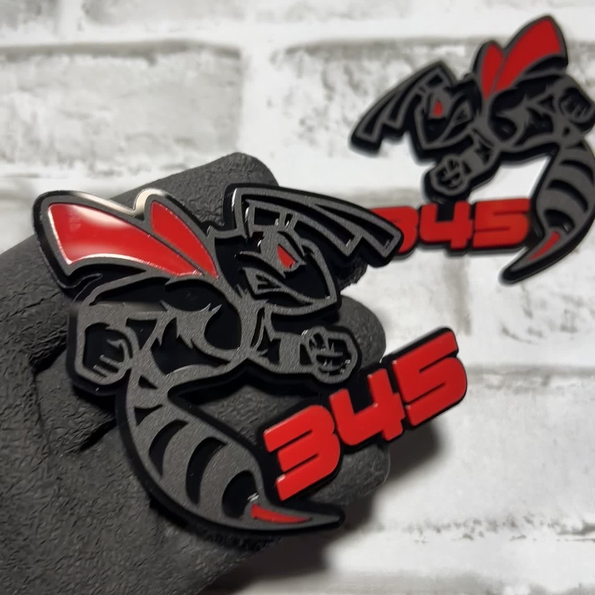 Hornet Badges 2 Emblem BEE Red Eye for 345 Fender Angry Aggressive