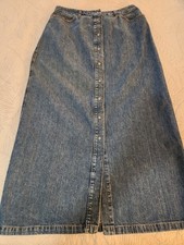 Vintage Y2K Gap Denim Skirt Women Size 12 Reg 32x36 Dark Wash Maxi Snap Close