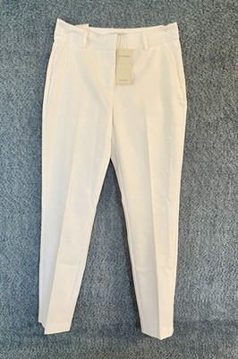 NWT Reserved Eco Aware Pants White Cigarette Taper Pressed Pleat Size 10 US