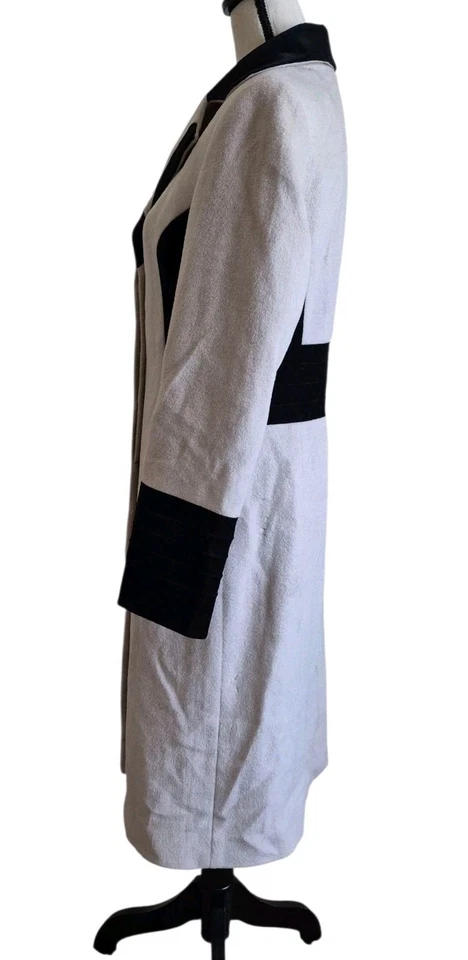 Casaco longo de lã e angorá J. Peterman Company tamanho 4 bege/preto vintage  - Imagem 2 de 4