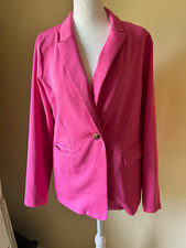 Lush Women  s One-Button Notch Lapel Blazer Jacket Solid Pink XS T17927-003