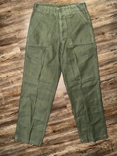 Vintage 60s US Military Vietnam Trousers Type 1 Sateen OG-107 Size 34x33 EUC