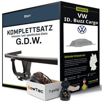 Für VW ID. Buzz Cargo Typ EBA Anhängerkupplung starr +eSatz 7pol 04.2022-jetzt