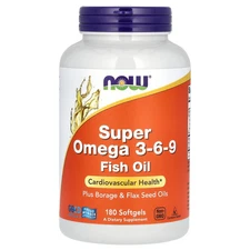 Now Foods Super Omega 3-6-9 1200 mg 180 Softgels GMP Quality Assured, Kosher
