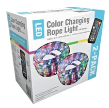 GVL 18’ Color Changing LED Rope Light with Remote Control, 2-Pack