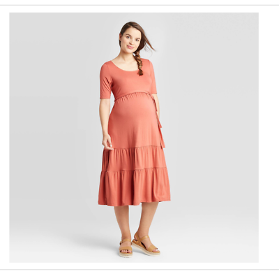 short sleeve maternity dresses Casual Striped Short Sleeve Maternity Dress CREAM/BLACK / LARGE