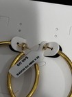 Aqua  Yellow Gold Plated 3mm x 50mm Hoop Earrings $40 New — photo 3