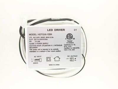 14W LED Dimmable Driver DJL Genuine Replacement Part - HDTG35-120H D1