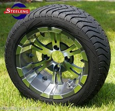 Golf Cart 12 Gunmetal Vampire Wheels And 21540-12 Dot Low Profile Tires 4
