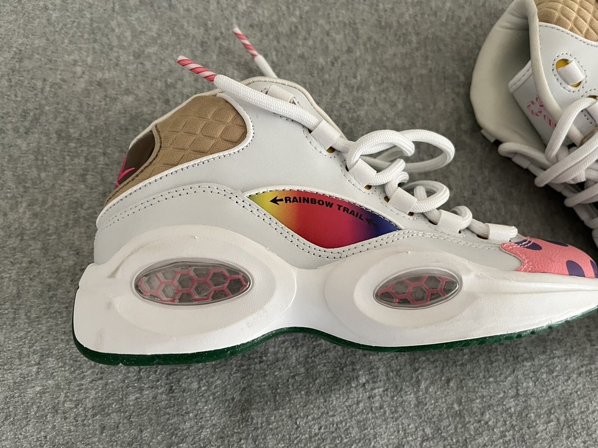 Reebok Candy Land question mid mens size 11 nwt NEW RETRO REEBOK QUESTION MID CANDY LAND WHITE PINK GREEN 7Y  main image 4