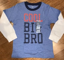 NEW! “COOL BIG BRO" Boys Carters Graphic Brother Shirt 4T Gift! Nice LS $16 Blue