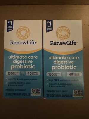 2 Pack Renew Life Ultimate CareDigestive Probiotic 150 Billion CFU60Cap 2027