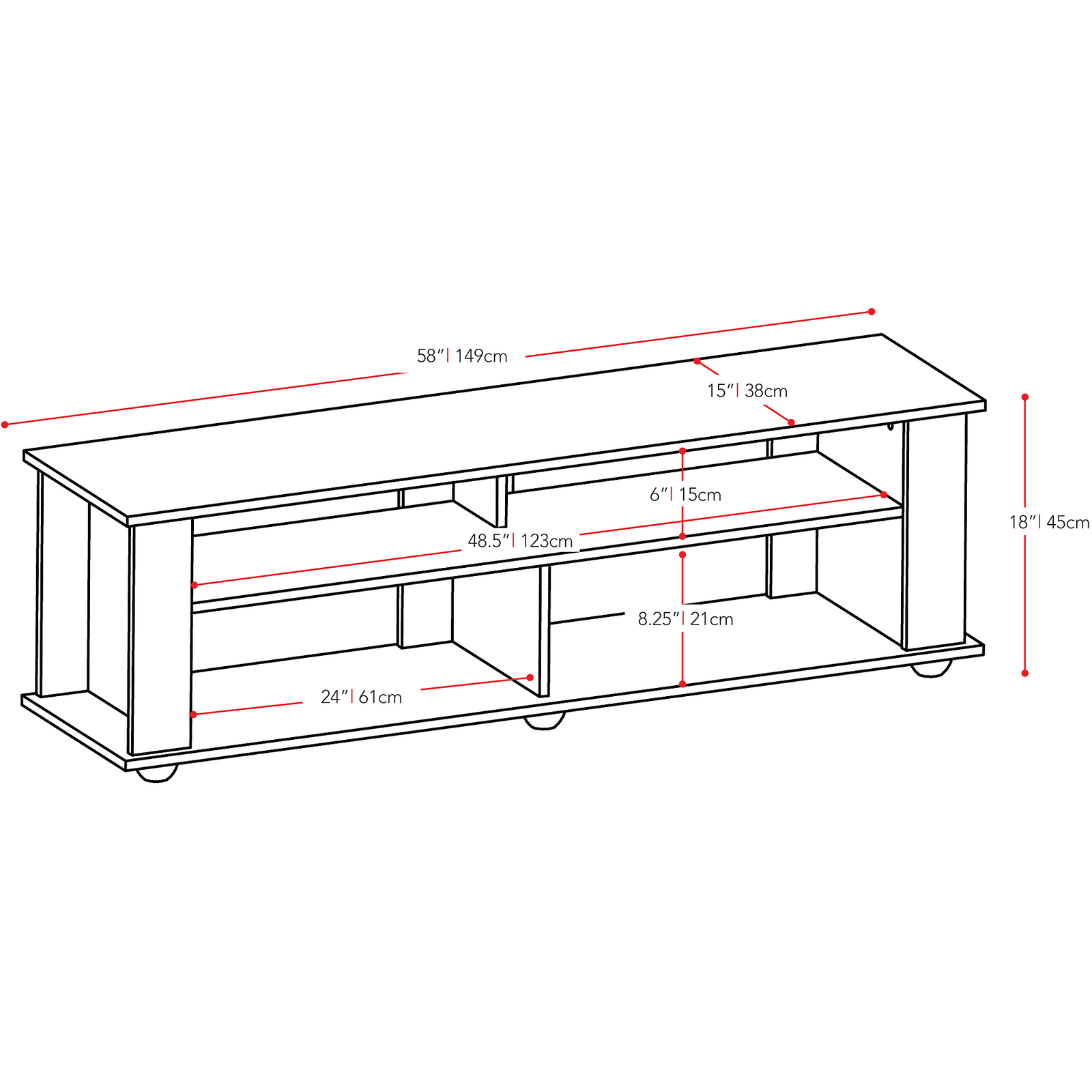 CorLiving Bakersfield Ravenwood Black TV Stand for TVs up to 65"