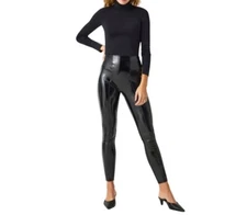 Spanx Patent Leather Leggings High-Waisted Shaping Fit Womens Size L Black