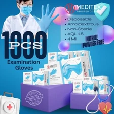 MEDITEX® Exam/Medical Nitrile Gloves Powder Free Blue 4mil 1000 Pcs