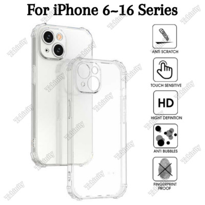 For iPhone 16 15 14 13 12 11 Pro Max X XR 6 7 8 Shockproof Clear Cover Case Lot