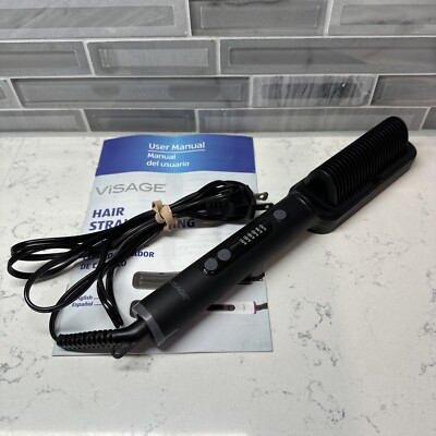 Visage Hair Straightening Brush Ceramic Plated Ionic Tangle Free Auto Shut Off