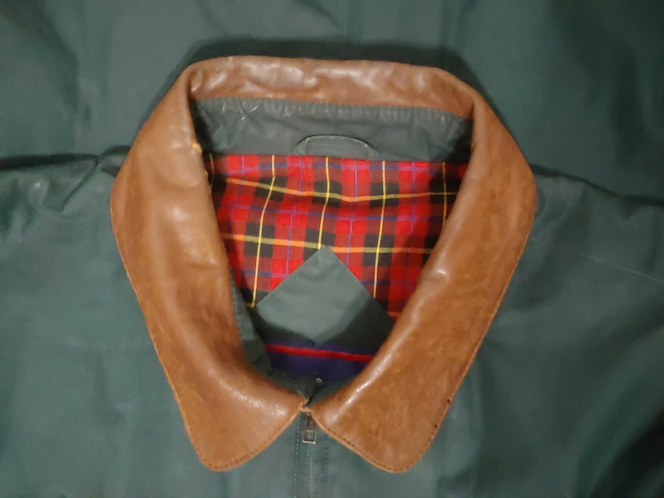 Gant Green Cotton Brown Leather Collar Mens Bomber Jacket Size XL - Image 3 of 4