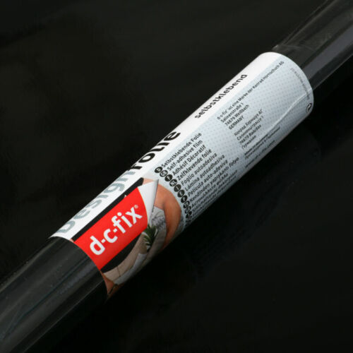 90cm D-C-Fix 100 micron Gloss Black Sticky Back Vinyl Wrap (200-5259) 1m-15m Lon - Afbeelding 1 van 2