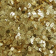 4mm Flat Round Sequins Rich Egyptian Gold Shiny Metallic. Made in USA