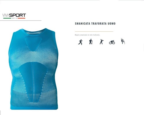 Vivasport Intimo Tecnico Smanicato Traspirante Ciclismo Running Maglia  Traforata | eBay