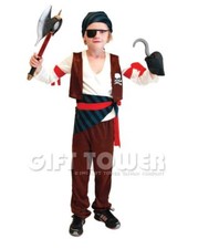 Kids Boys Pirate Cosplay Halloween Costume M, L, XL Ages 4-10