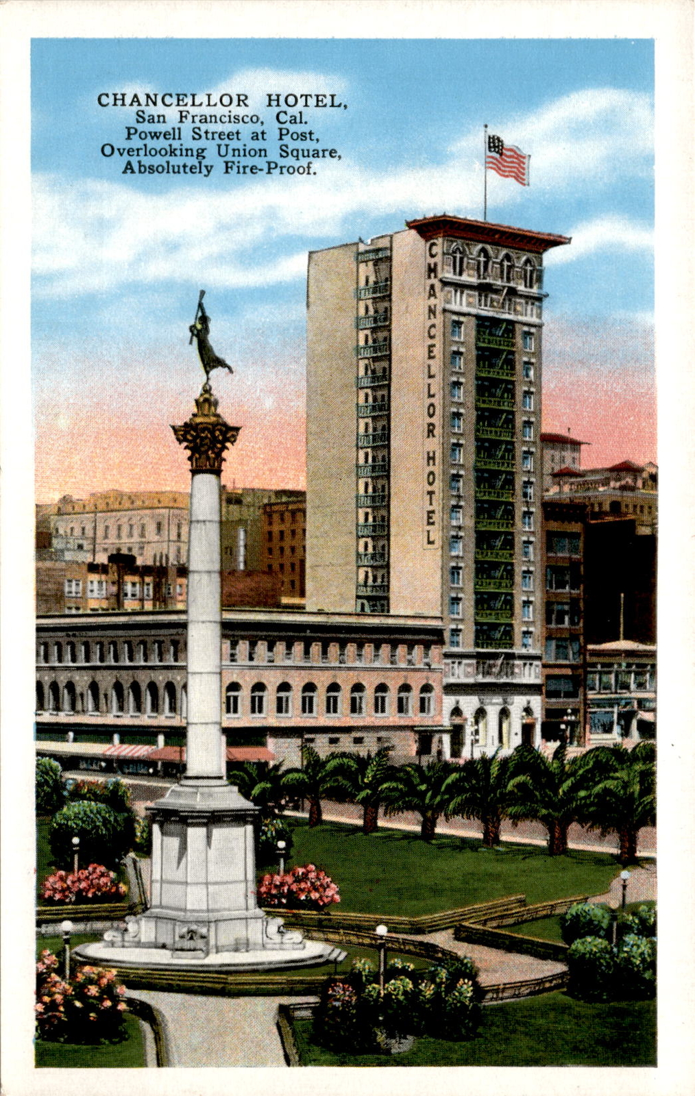 San Francisco, Cal, Powell Street, Post, Union Square, Chancellor Postcard