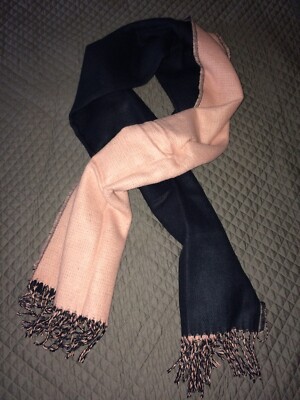 New NEXT Womens Blue Pink Double Faced Winter Shawl Scarf With Tassels  UK