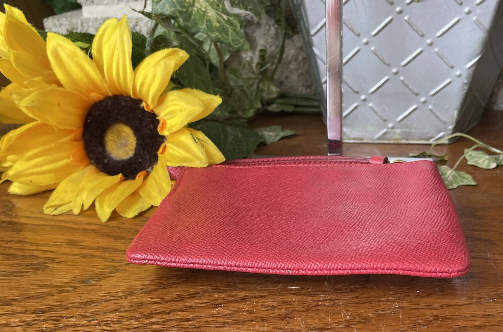 BORSA PORTAFOGLIO COACH 1941 ROSSO CROSSGRAIN ANGOLO ZIP PELLE POLSO 58032