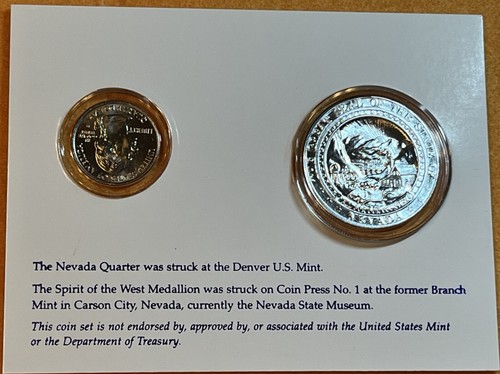 Nevada Silver State Commemorative Silver Medal & State 25c Number 1526 of 2006! - Picture 5 of 5
