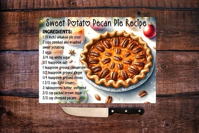 Süßkartoffel Pekannuss Kuchen Rezept Glas Schneidebrett - Mütter Geschenk Kochen 16