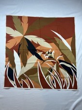 Vtg Italian Scarf Abstract Botanical Art Print 28x29" Fall Colors I Shalom Italy