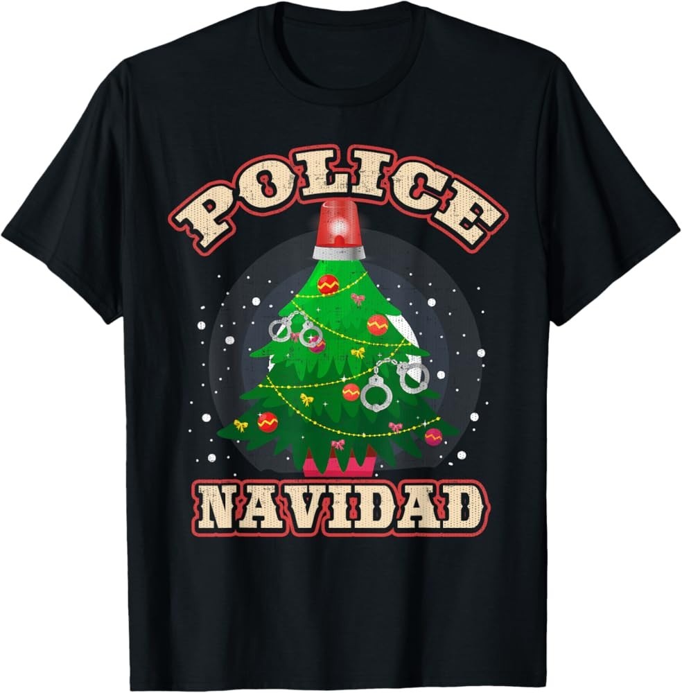 Camisa La Policía Navidad S-234XL Regalo Familia Navidad Camisa B2138