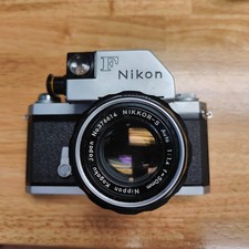 Vintage Nikon F 35mm SLR Cam chrm Body Nikkor-s Auto 50mm 1:14 Lens, Case