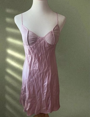 Rare Gold Tag Vintage Victoria's Secret pink 100% silk slip dress